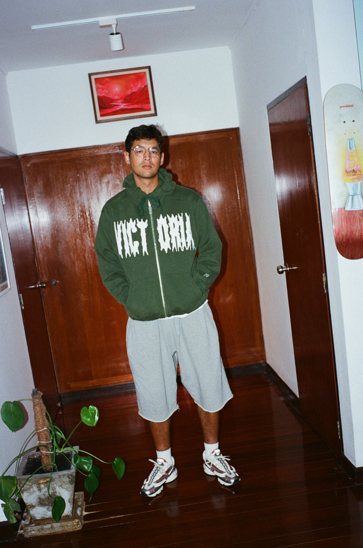 SPIKEY SCRIPT ZIP HOODED SWEATSHIRT