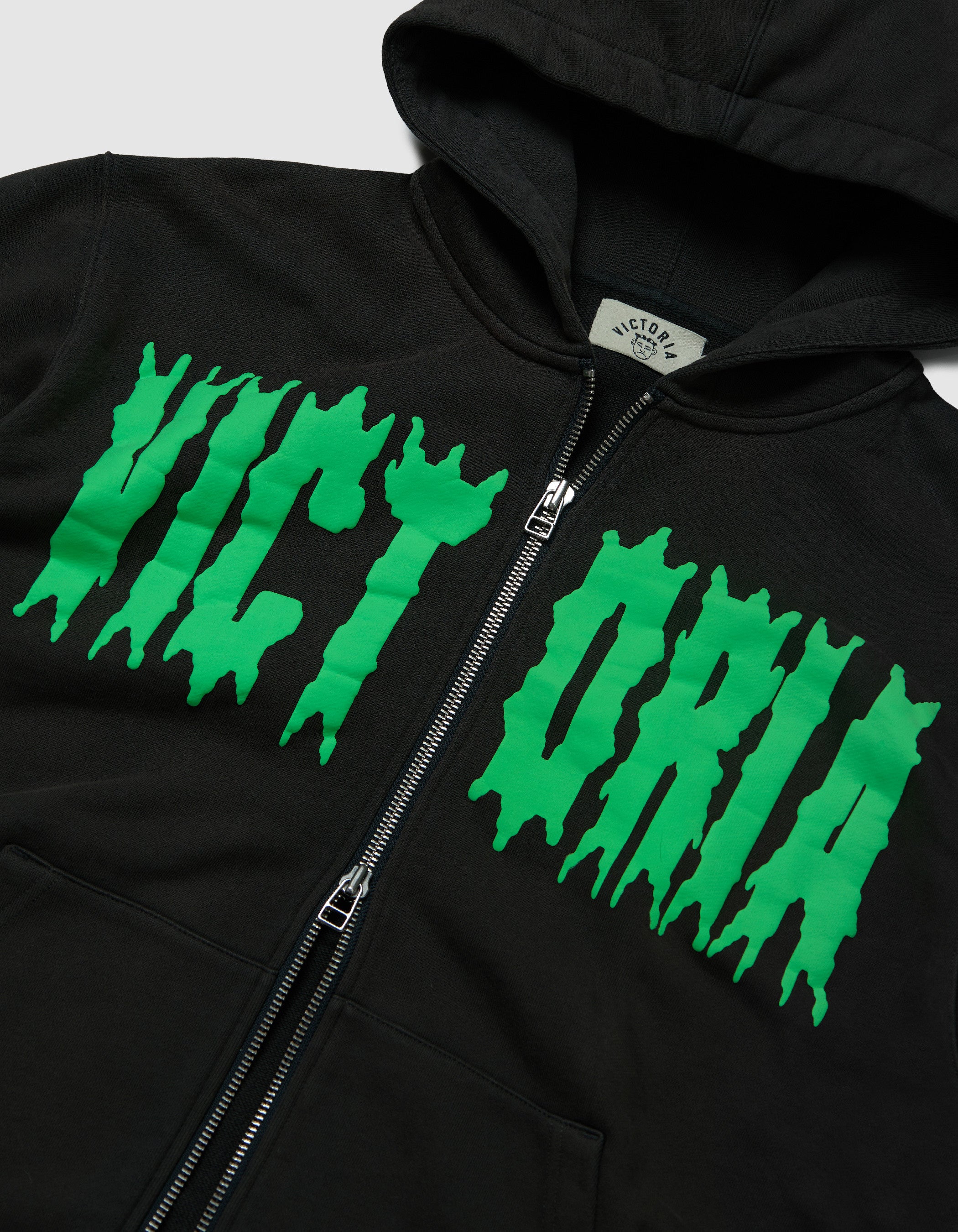 SPIKEY SCRIPT ZIP HOODED SWEATSHIRT