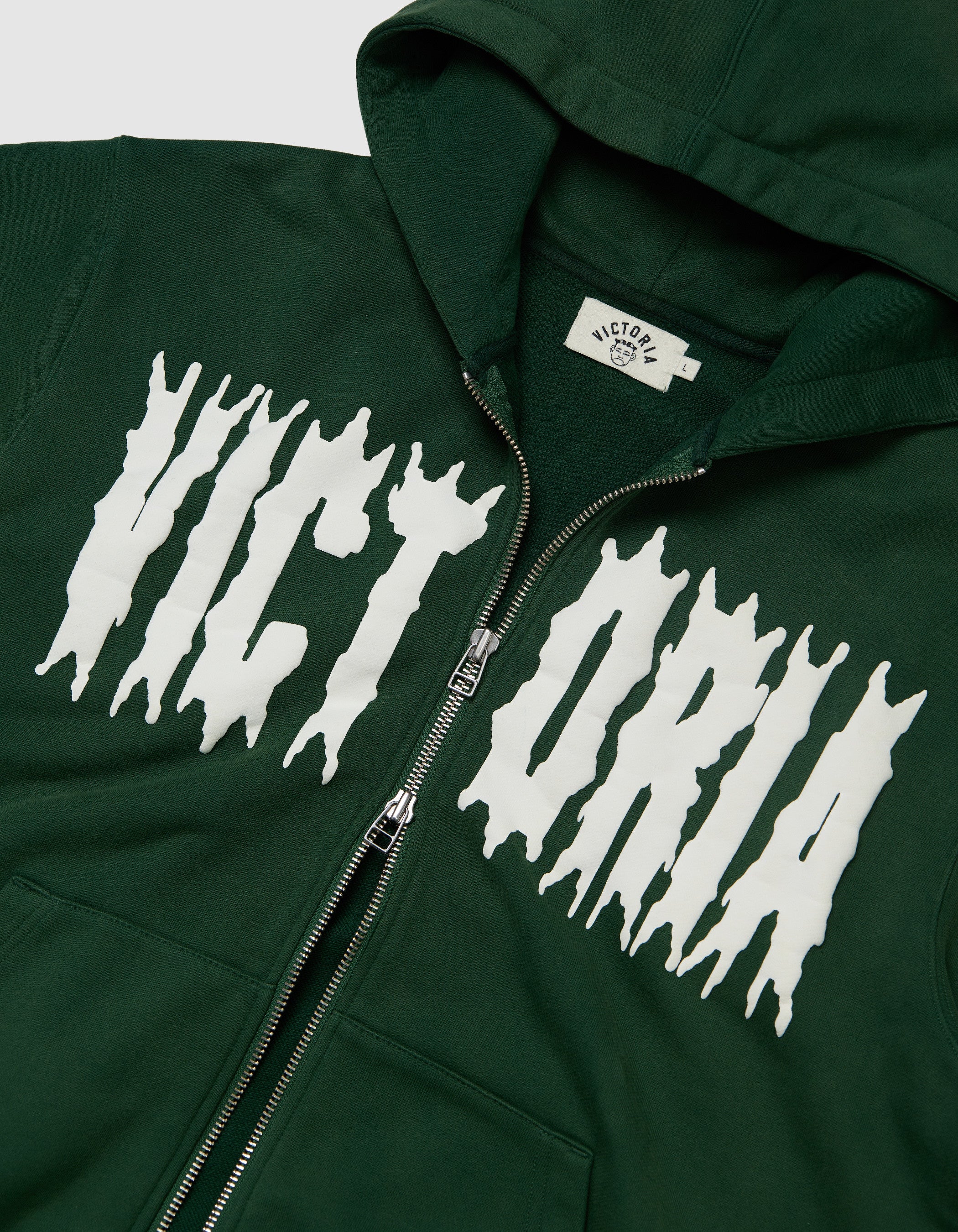 SPIKEY SCRIPT ZIP HOODED SWEATSHIRT