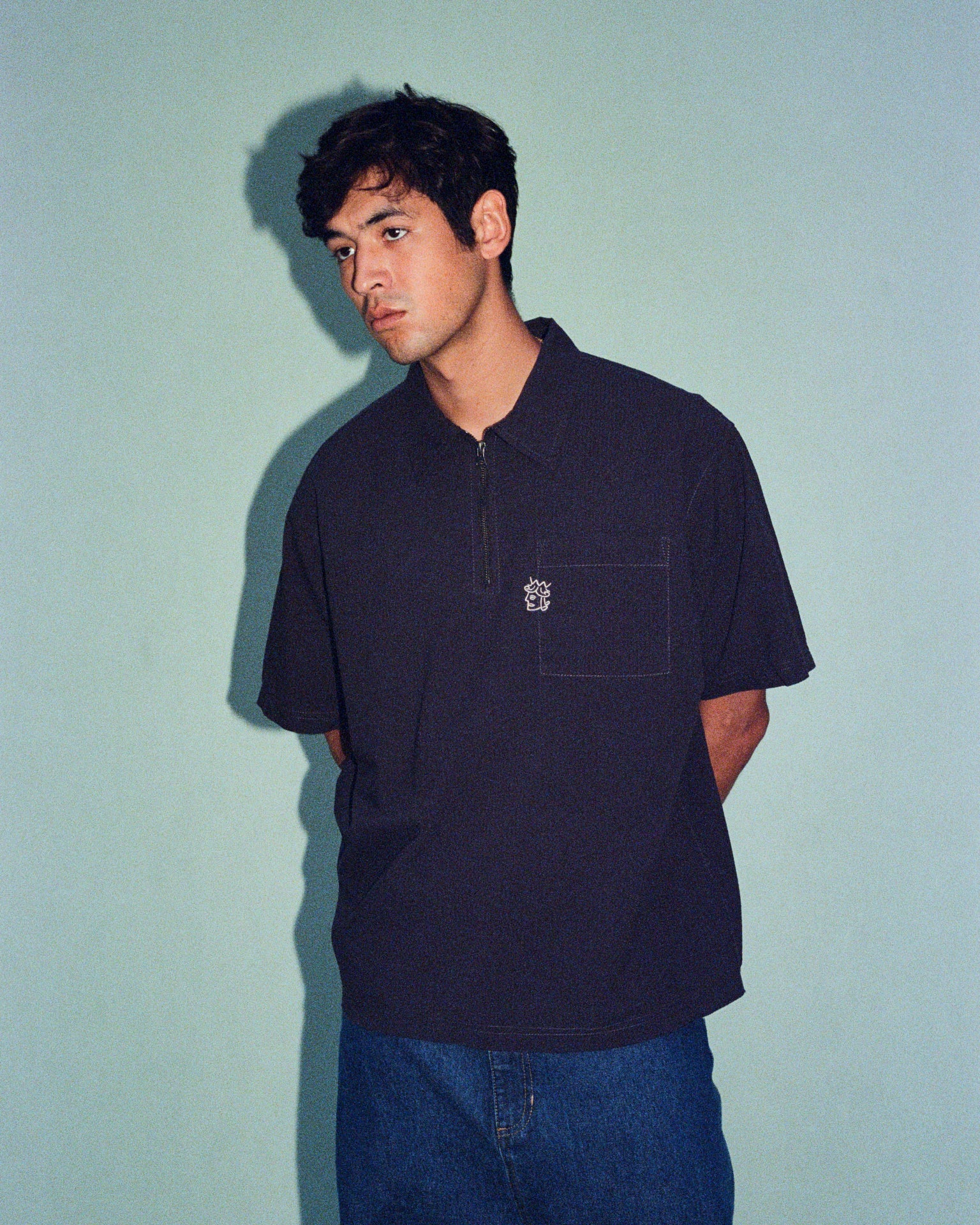 SEERSUCKER QUARTER ZIP SHIRT