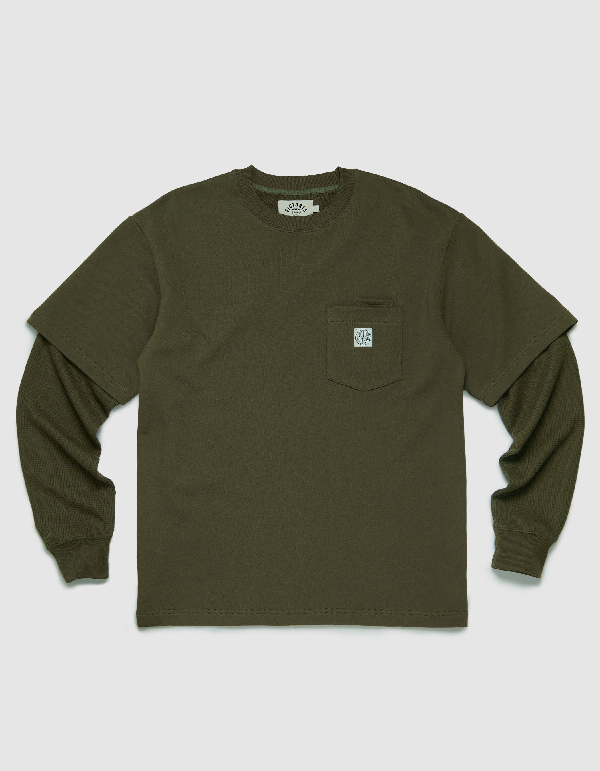 WAFFLE SLEEVE DOUBLE POCKET TEE