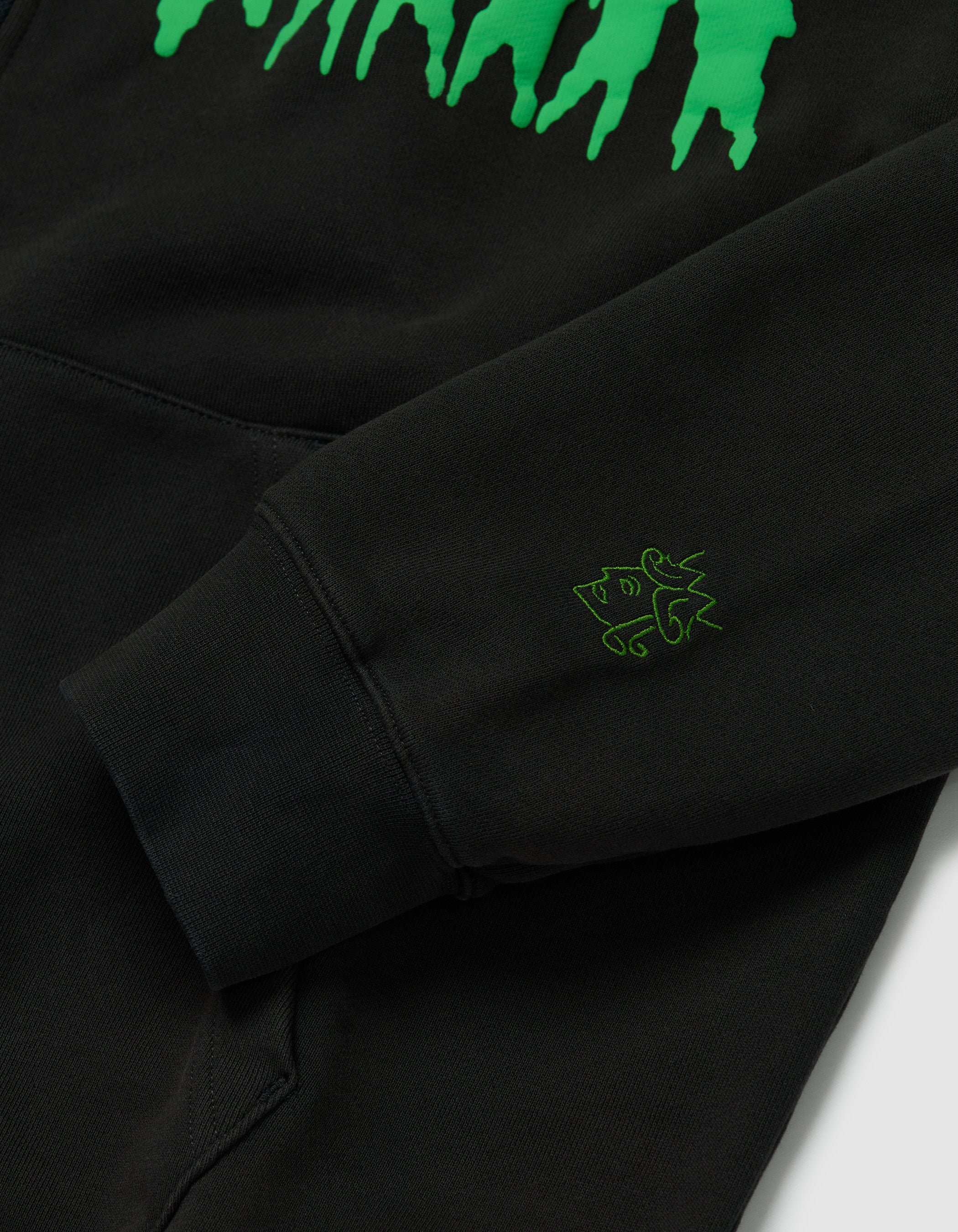 SPIKEY SCRIPT ZIP HOODED SWEATSHIRT