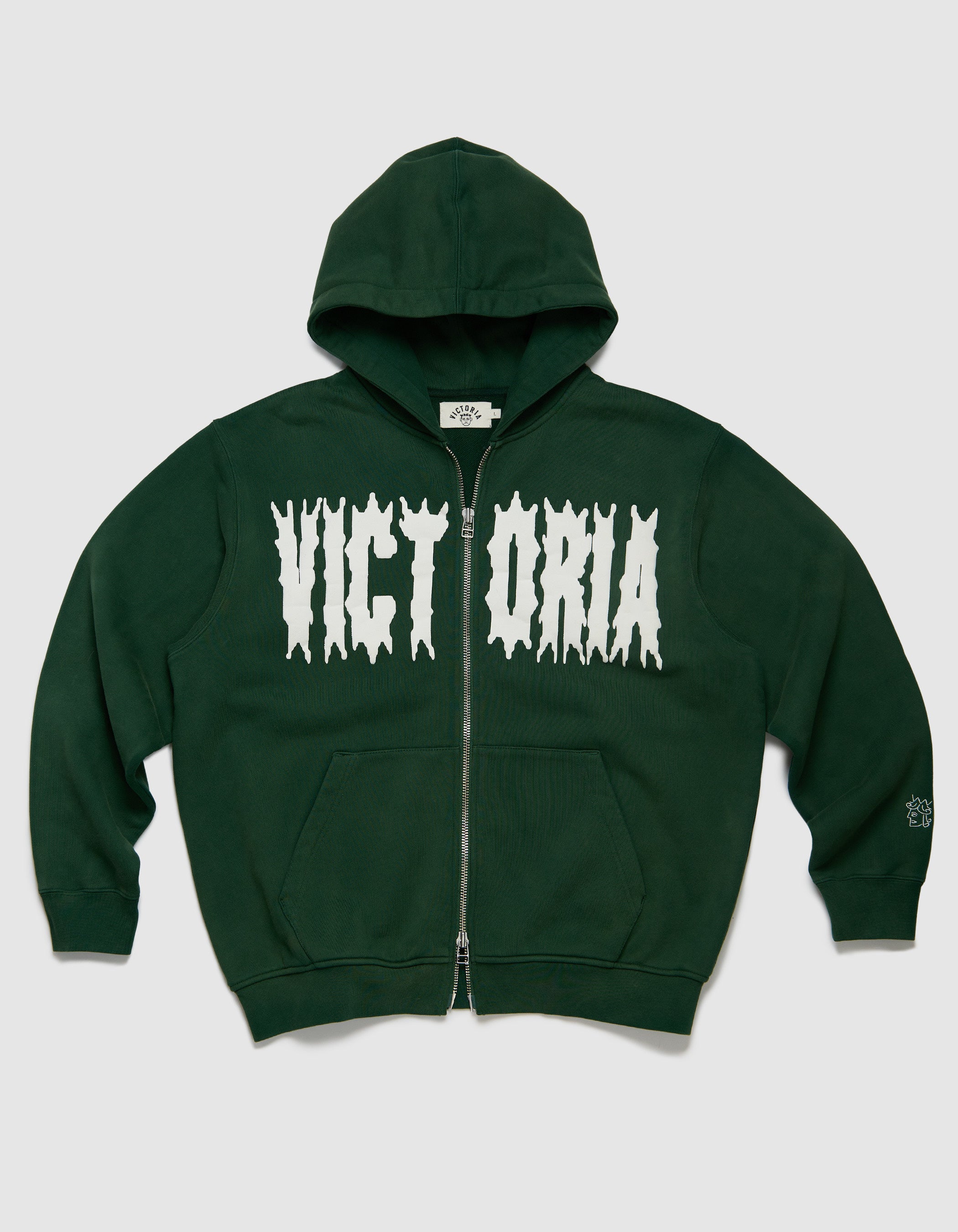 SPIKEY SCRIPT ZIP HOODED SWEATSHIRT